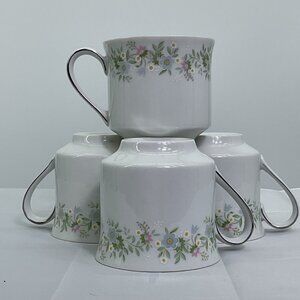 Johann Haviland Bavaria Germany Floral Coffee Tea Cups Porcelain Silver Trim 4